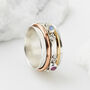 Rajput Sunset Garnet And Moonstone Sterling Silver Spinning Ring, thumbnail 1 of 12