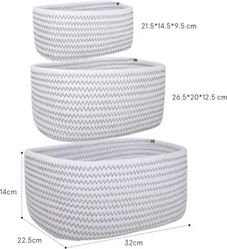 Set Of Three Cotton Rope Storage Baskets, 2 of 5