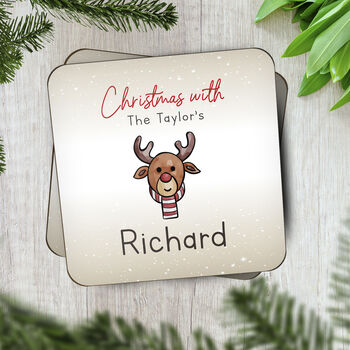 Personalised Placecard Table Coaster At Christmas, 5 of 6