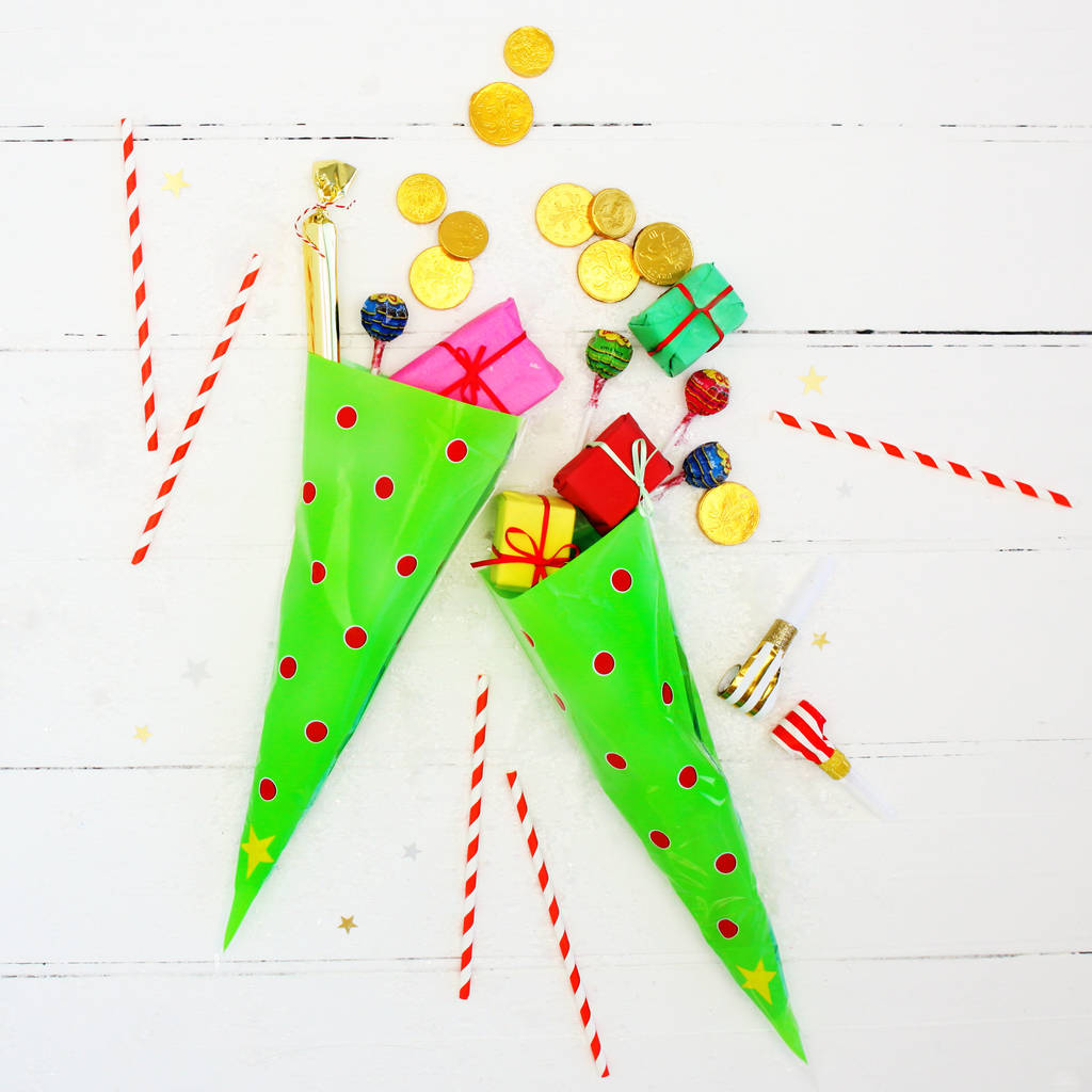 Christmas Tree Shaped Cellophane Treat Bags By Postbox Party