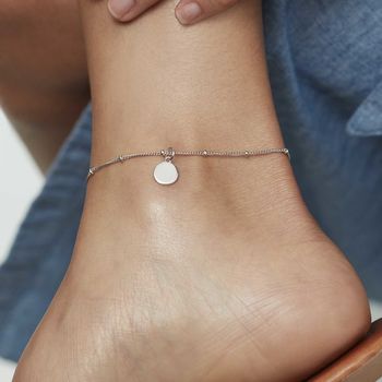 Initial Disc Anklet In Silver Or 18ct Gold Vermeil, 3 of 4