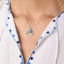 Molten Sterling Silver Blue Opal Halo Necklace, thumbnail 2 of 12