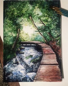 Watercolour Waterfall Art Print, 2 of 3