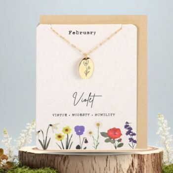 February Birthday Gift Birth Month Flower Necklace, 5 of 6