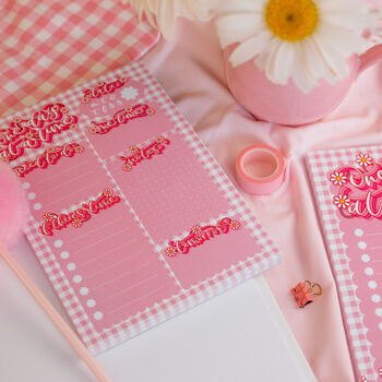 Pink Gingham Self Care Notepad Gift Set, 5 of 10