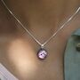 Round Pink Glass Pendant On Sterling Silver Necklace, thumbnail 3 of 12