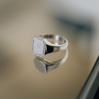 Silver Matte Signet Horizon Ring For Men Mens Pinky Rings, 3 of 12