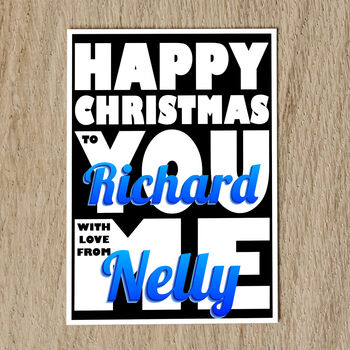 Personalised Names Christmas Card With Message Inside, 3 of 8