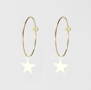Seeing Stars Celestial Charm Gold Fill Hoop Earrings, 3 of 4