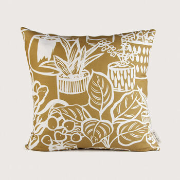 Mustard And White Houseplant Cushion, 3 of 3