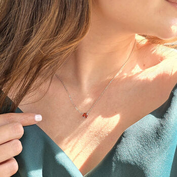 Garnet 1ct Moissanite Crystal Sterling Silver Necklace, 4 of 6