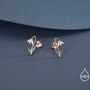 Sterling Silver Delicate Snowdrop Flower Stud Earrings With Enamel, thumbnail 3 of 12