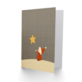 Santa Workshop Elf Wishing On Star Xmas Christmas Card, 2 of 4