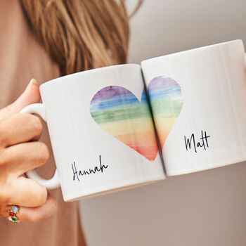 Personalised Rainbow Heart Mug Set, 2 of 2