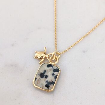 The Duo Dalmatian Jasper Necklace, Gold Plated, 5 of 12