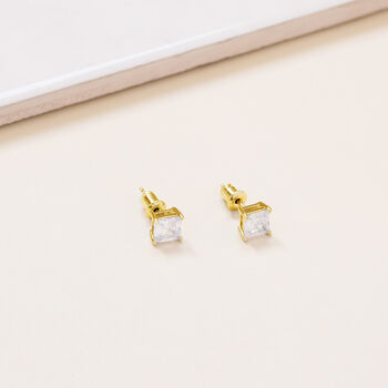 Sterling Silver Plated Square Crystal Stud Earrings, 6 of 6