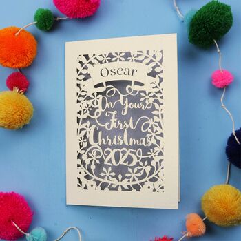 Personalised 'First Christmas' Papercut Card, 6 of 9