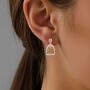 Personalised Sterling Silver And Rose Gold Stirrup Earrings, thumbnail 2 of 9