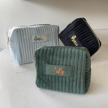 Personalised Soft Velvet Pleated Makeup Cosmetic Cube Bag, 2 of 12