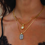 Dog Tag Necklace And Mixed Cz In 18 K Gold Plated Vermeil, thumbnail 5 of 9