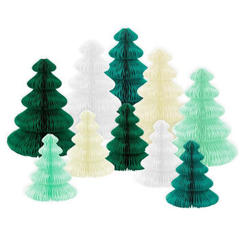 Green Forest Honeycomb Decorations X10, 2 of 3