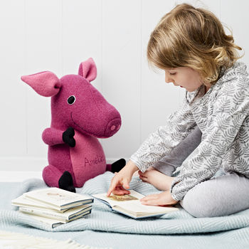 Pig Wool Soft Toy Large And Personalised, 2 of 8
