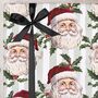 Three Sheets Of Traditional Santa Mistletoe Christmas Wrapping Paper, thumbnail 1 of 2