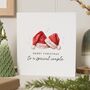 Personalised Couple Christmas Card With Santa Hats, thumbnail 1 of 7