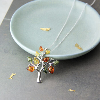 Amber Tree Of Life Pendant Necklace, 2 of 8