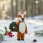 Finley Festive Fox Fair Trade Handmade Christmas Felt, thumbnail 1 of 7