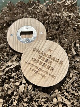 Personsalised Wooden Oak Beer Opener Fridge Magnet Gift, 5 of 5