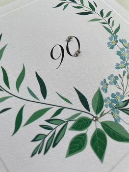 Handmade Blue Floral 90th Birthday Card, 2 of 2