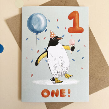 Penguin 1st Birthday Card, 2 of 6