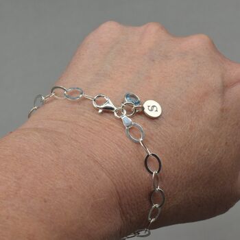 Sterling Silver Oval Linked Bracelet With Birthstone, 2 of 5