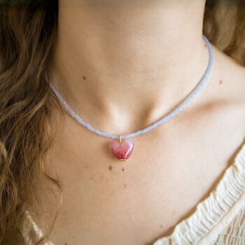 Delicate Blue Bead And Pink Heart Bracelet, 5 of 6