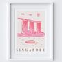 Singapore Pink City Skyline Scene Travel Art Print, thumbnail 2 of 2