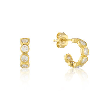 Ortigia Mini Moissanite And Gold Plated Earrings, 4 of 5