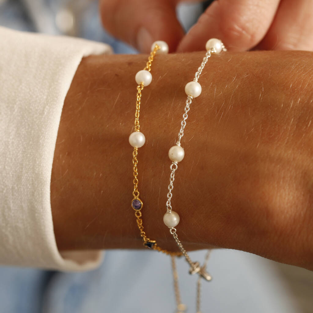 Pearl Studded Bracelet With Gemstones, 1 of 5