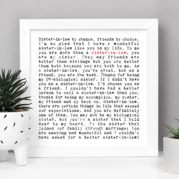 Sister In Law Quotes Gift Print, 2 of 9