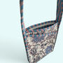 Mini Cross Body Bag | Pale Blue And White Block Print Floral, thumbnail 4 of 5