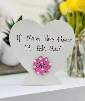Mother's Day Gift For Mum Flowers Wooden Heart, 2 of 3