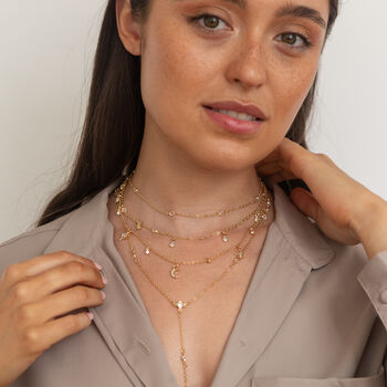 Gold Plated Layered Star And Moon Necklace, 2 of 8