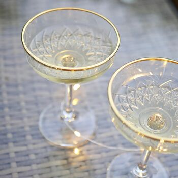 Pair Of Gold Rimmed Vintage Style Champagne Glasses, 8 of 10