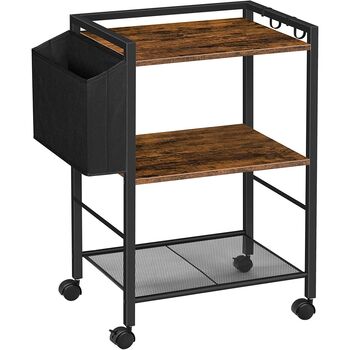 Mobile Three Tier Storage Shelf Cart With File Basket, 2 of 8