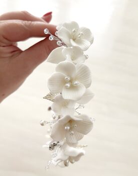 White Porcelain Flower Headpiece, 7 of 8