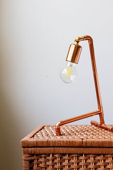 Industrial Copper Table Lamp – Handmade Pipe Desk Light, 5 of 7