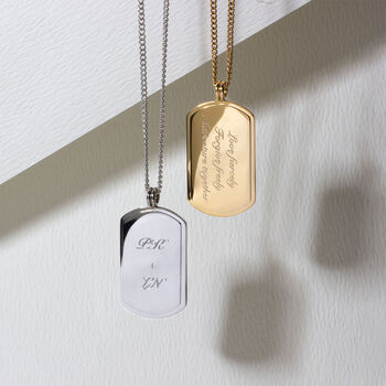 Large Dog Tag With Plate 18 K Gold Plated Steel, 3 of 6
