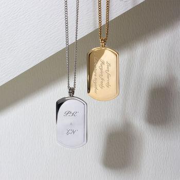 Large Dog Tag With Plate 18 K Gold Plated Steel, 3 of 7