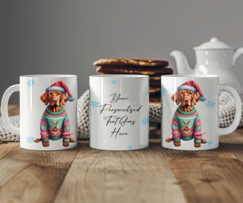 Personalised Vizsla In Christmas Jumper Mug, 2 of 2