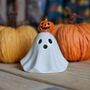 Ceramic Ghost And Light Up Pumpkin Halloween Decoration, thumbnail 1 of 2